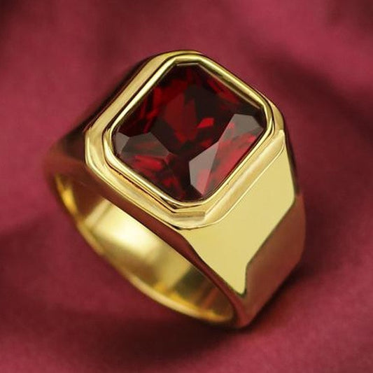 Men's Square Alloy Zircon Ring