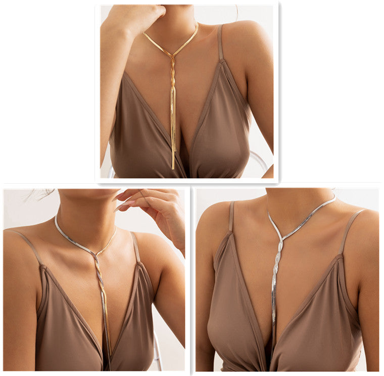 Long Snake Bone Chain Neckchain